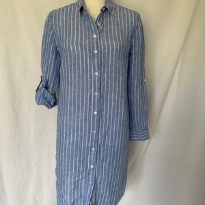 Ann Taylor Linen Shirtdress Medium Petite